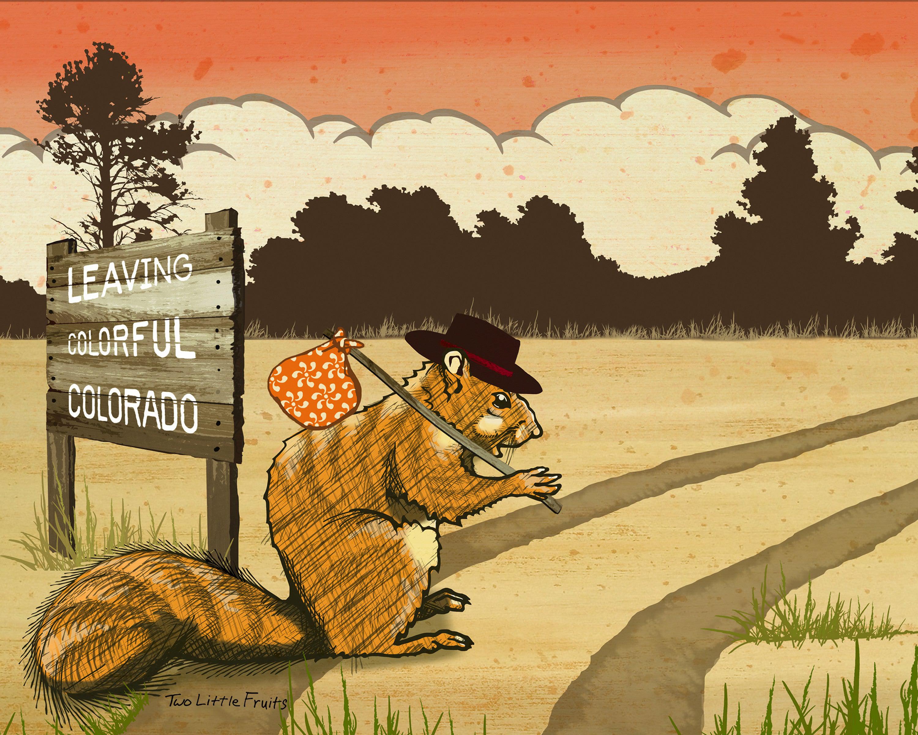 Hobo Squirrel Art Print-Paper Prints-Two Little Fruits
