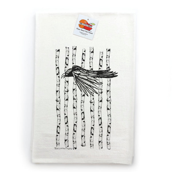 Crow Flour Sack Tea Towel-Tea Towels-Two Little Fruits