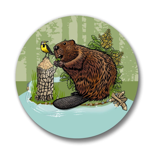 Beaver Button Pin - Button Pins - Two Little Fruits - Two Little Fruits