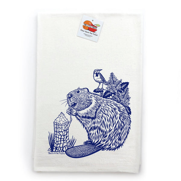 Beaver Cotton Tea Towel-Tea Towels-Two Little Fruits