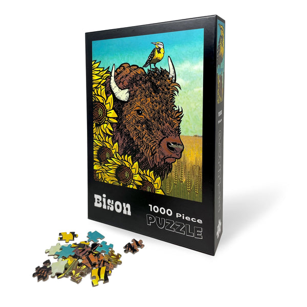 Bison And Sunflower 1000 Piece Jigsaw Puzzle - Puzzles - Two Little Fruits - Two Little Fruits