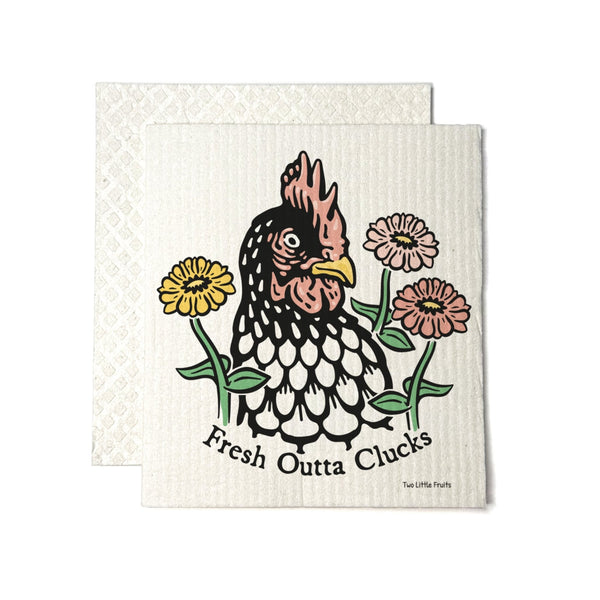 Chicken Swedish Dishcloth - Fresh Outta Clucks - Swedish Dish Cloth - Two Little Fruits - Two Little Fruits