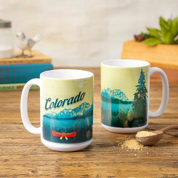 Colorado Ceramic Mug - 15 Oz Canoe Design, Dishwasher & Microwave Safe, Perfect for Hot Beverages - Mug - Two Little Fruits - Two Little Fruits