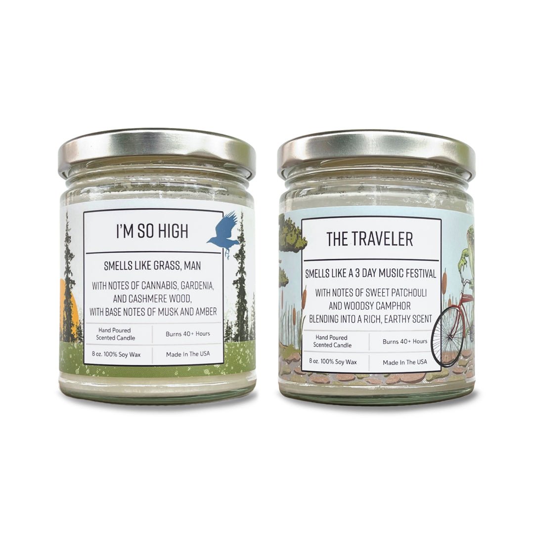 Concert Smells | Patchouli and Marijuana Cannabis Scented Candle Set, Soy Candles - Two Little Fruits