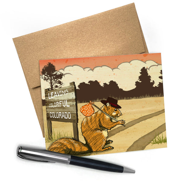 Hobo Squirrel Greeting Card - Greeting Cards - Two Little Fruits - Two Little Fruits