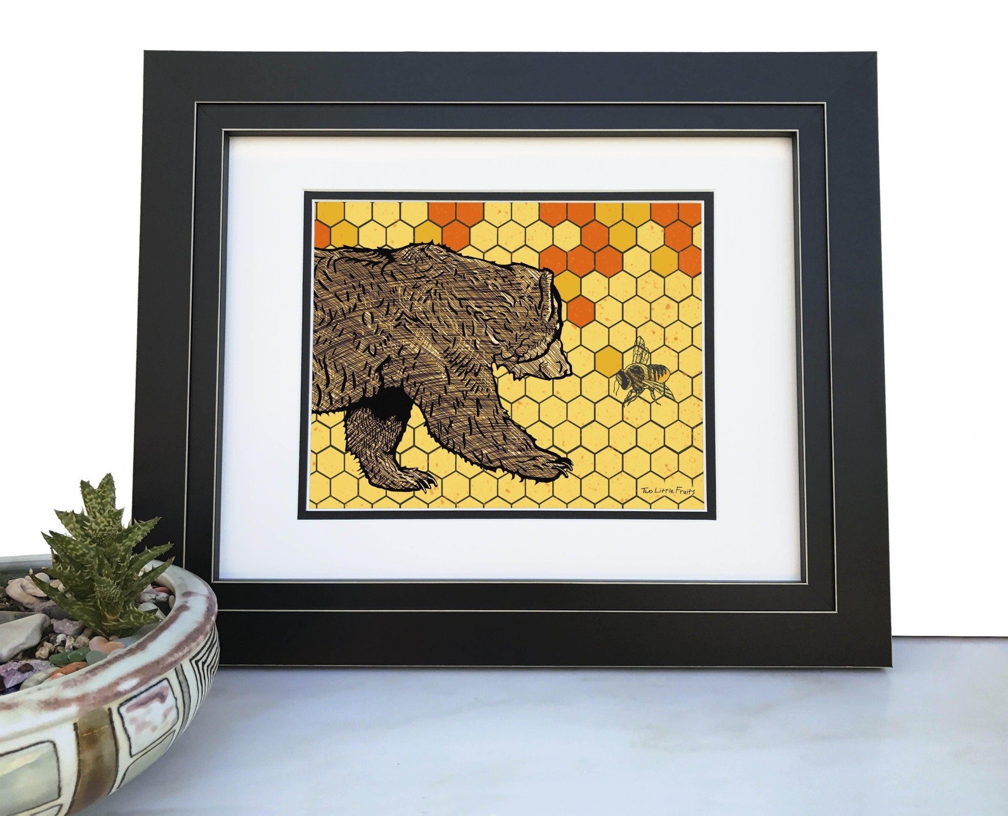 Honey Bear Art Print - Paper Prints - Two Little Fruits - Two Little Fruits