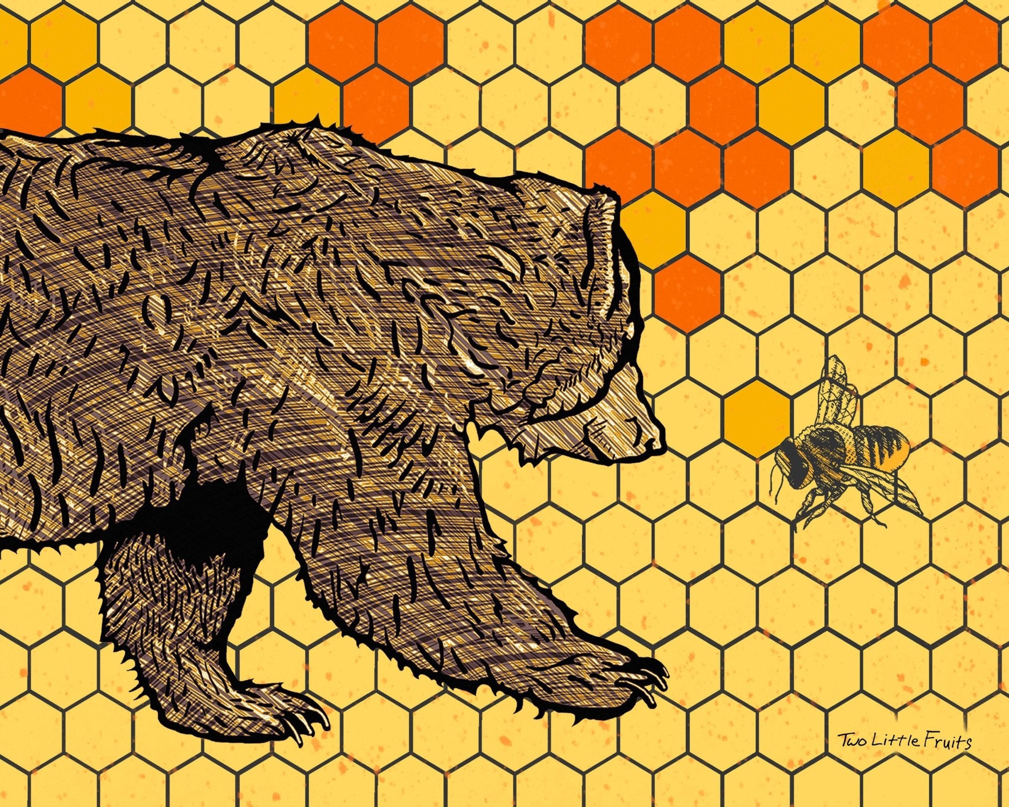 Honey Bear Art Print - Two Little Fruits
