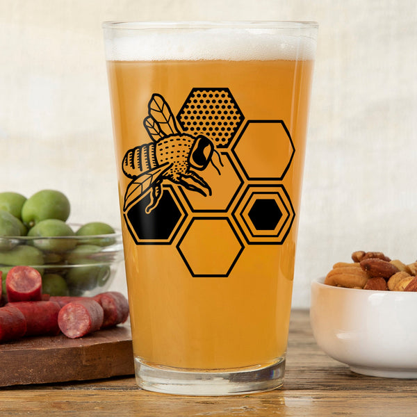 Honeybee Beer Glass - Pint Glass - Two Little Fruits - Two Little Fruits