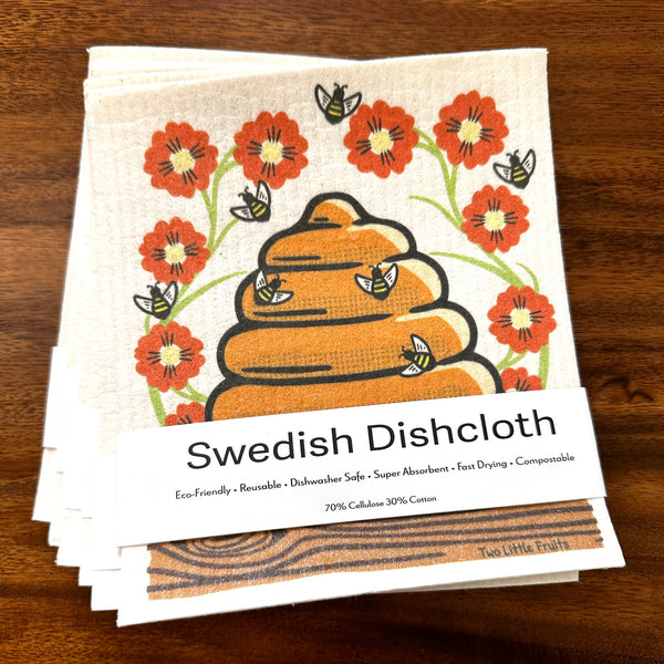 Honeybee Swedish Dishcloth - Two Little Fruits