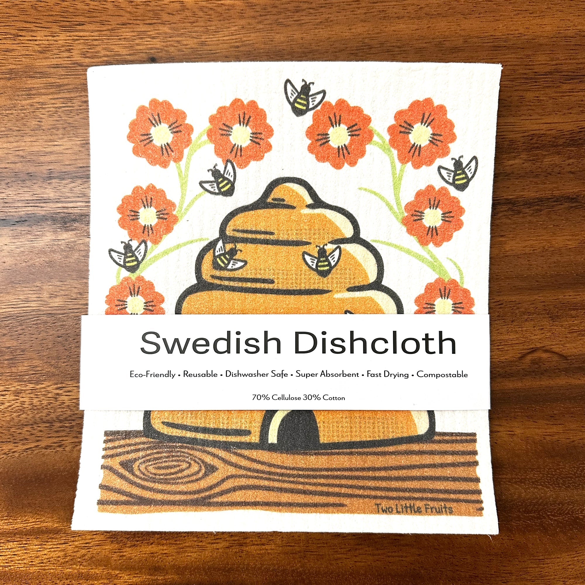 Honeybee Swedish Dishcloth - Swedish Dish Cloth - Two Little Fruits - Two Little Fruits