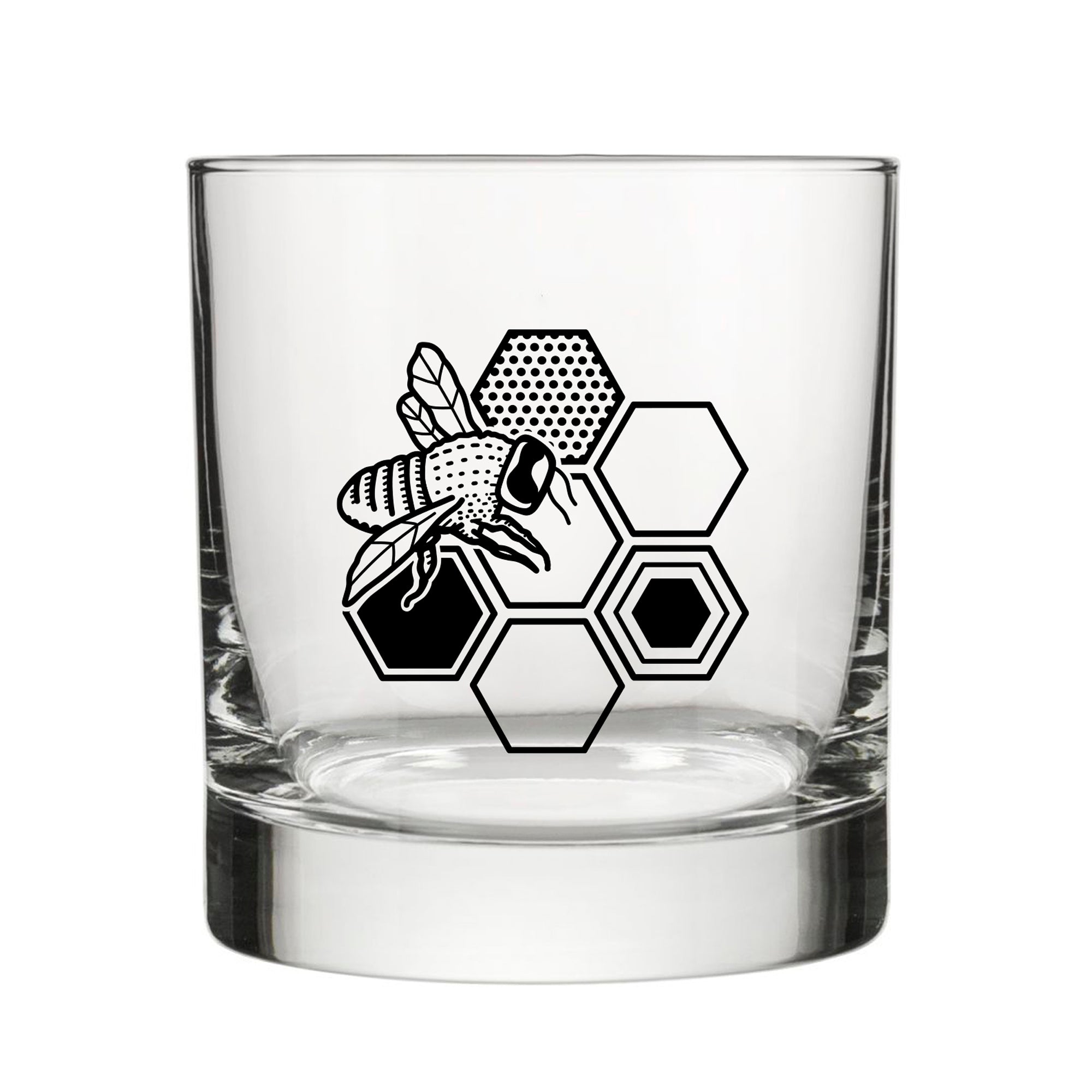 Honeybee Whiskey Glass - Rocks Glass - Two Little Fruits - Two Little Fruits
