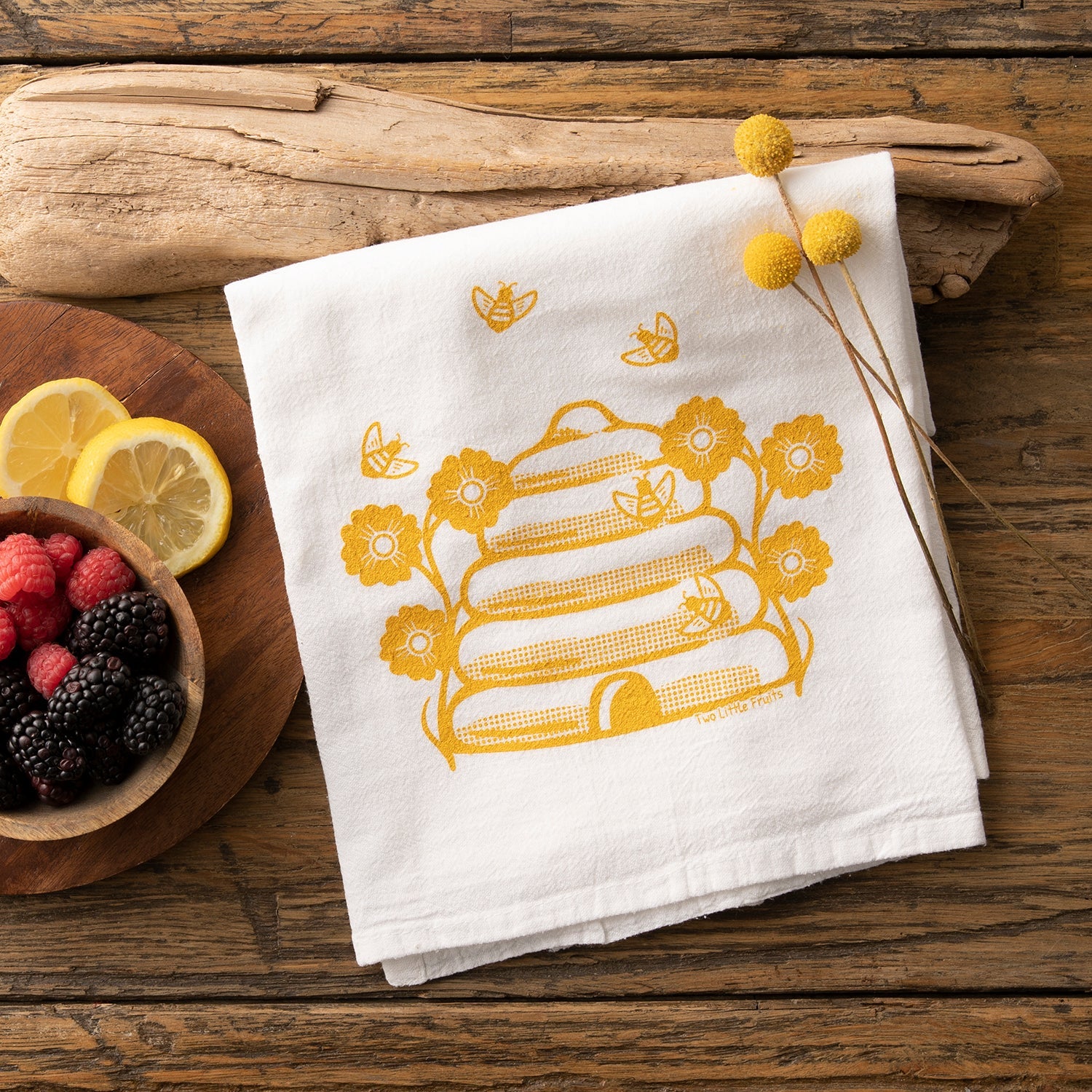 Honeybee Yellow Kitchen Towel - Two Little Fruits