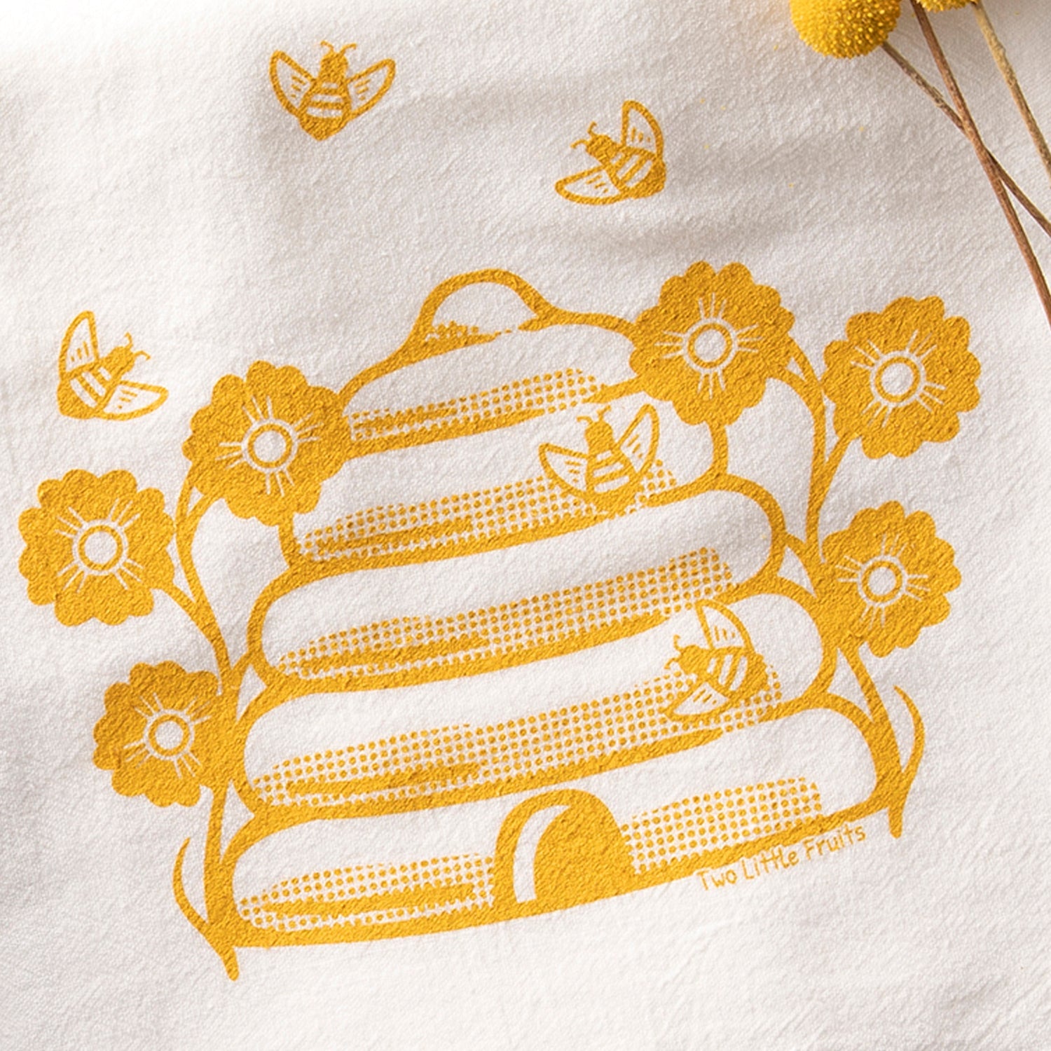 Honeybee Yellow Kitchen Towel - Two Little Fruits