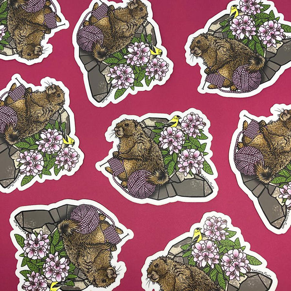 Knitting Marmot Sticker - Two Little Fruits