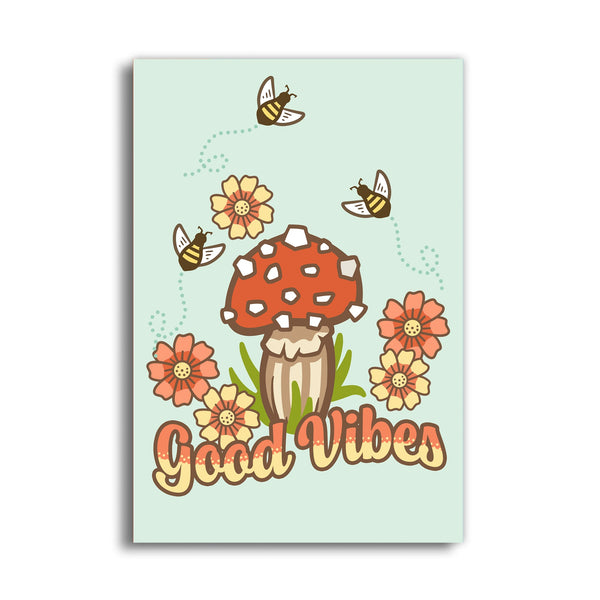 Mushroom Fridge Magnet - Good Vibes - Fridge Magnets - Two Little Fruits - Two Little Fruits