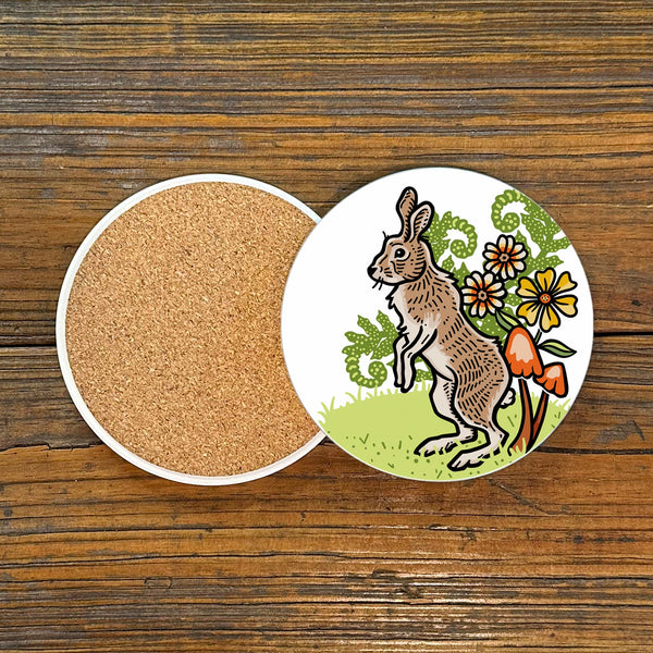 Rabbit Drink Coaster - Coasters - Two Little Fruits - Two Little Fruits