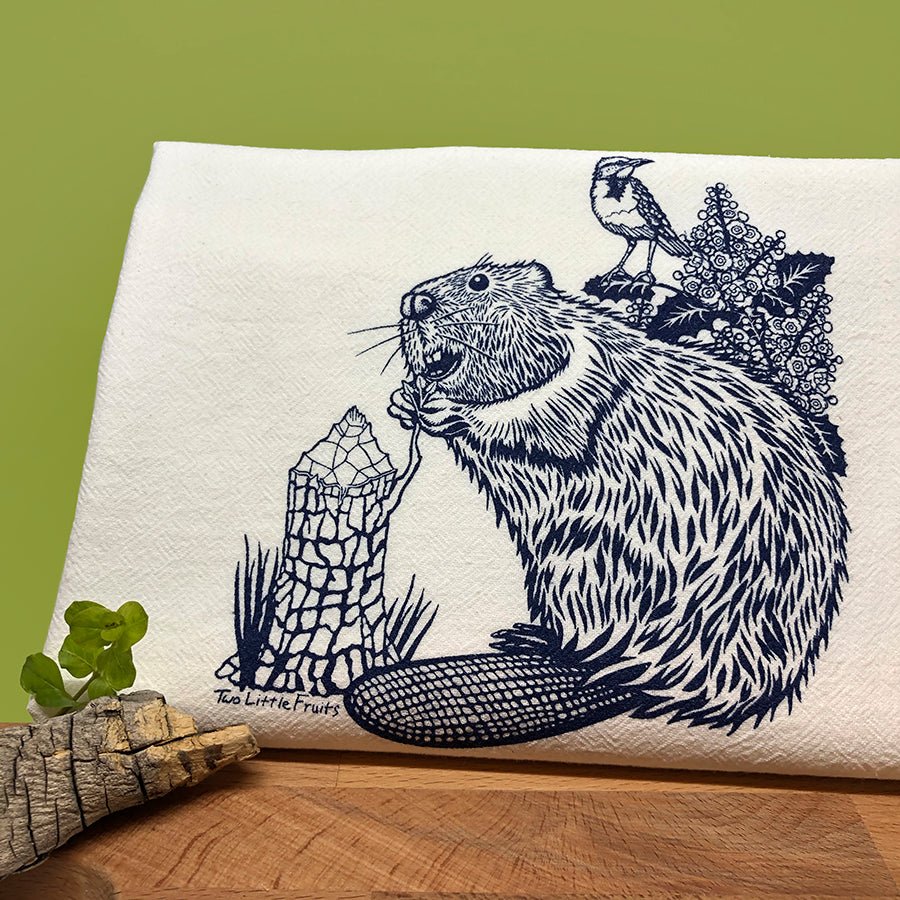 Squirrel and Beaver Tea Towel Set - Tea Towels - Two Little Fruits - Two Little Fruits