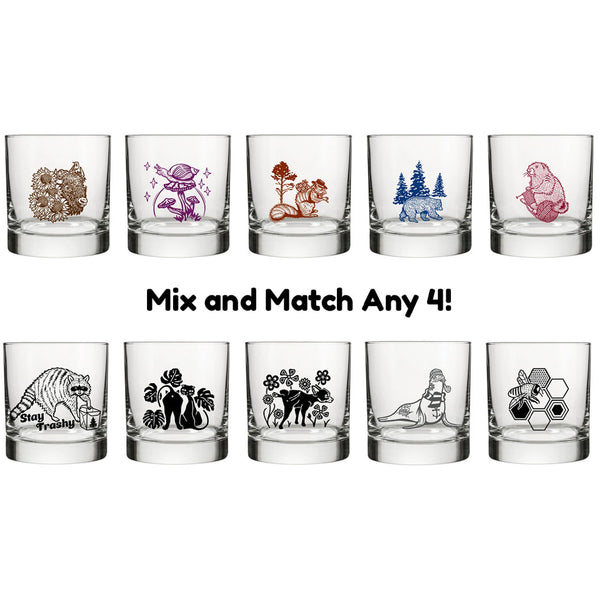 Whiskey Glass Sets | Mix and Match any 4! - Rocks Glass - Two Little Fruits - Two Little Fruits