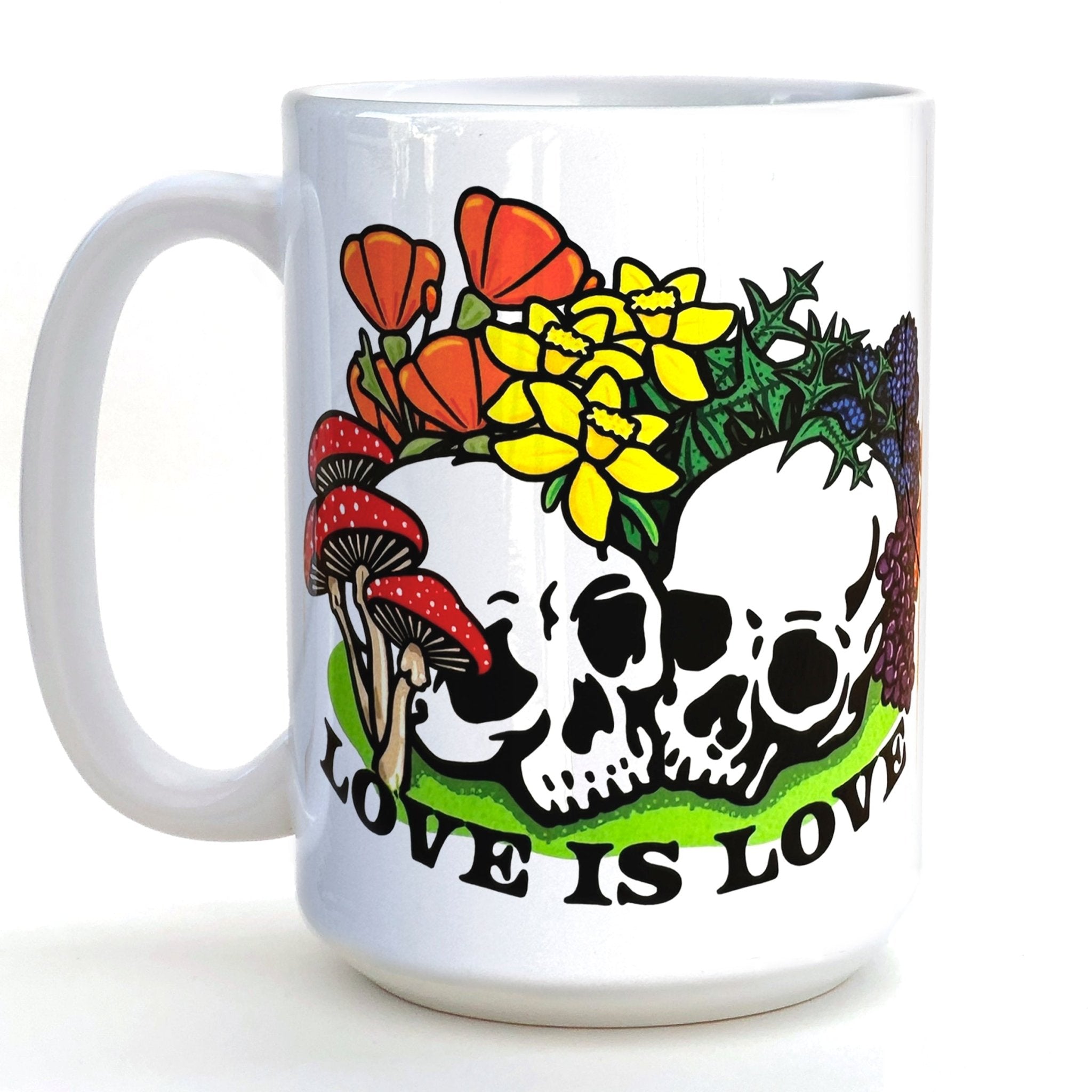 15 Oz Love Is Love Skulls LGBTQ Pride Coffee Mug - Dishwasher & Microwave Safe, Local Print - Mug - Two Little Fruits - Two Little Fruits