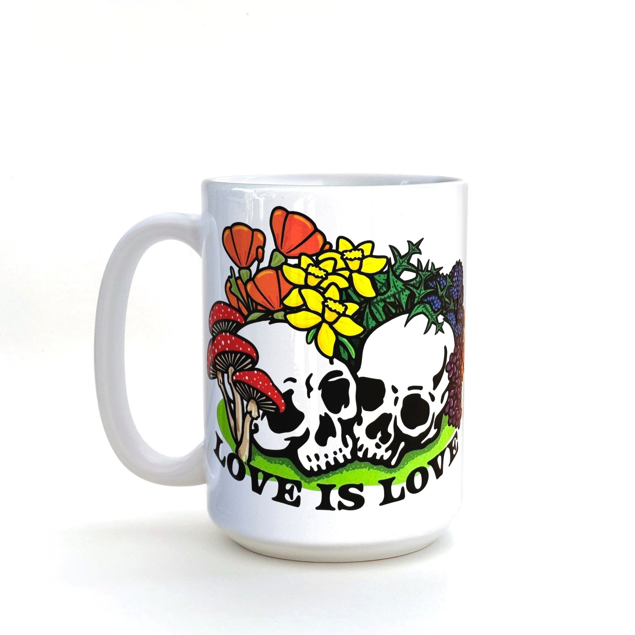 15 Oz Love Is Love Skulls LGBTQ Pride Coffee Mug - Dishwasher & Microwave Safe, Local Print - Mug - Two Little Fruits - Two Little Fruits