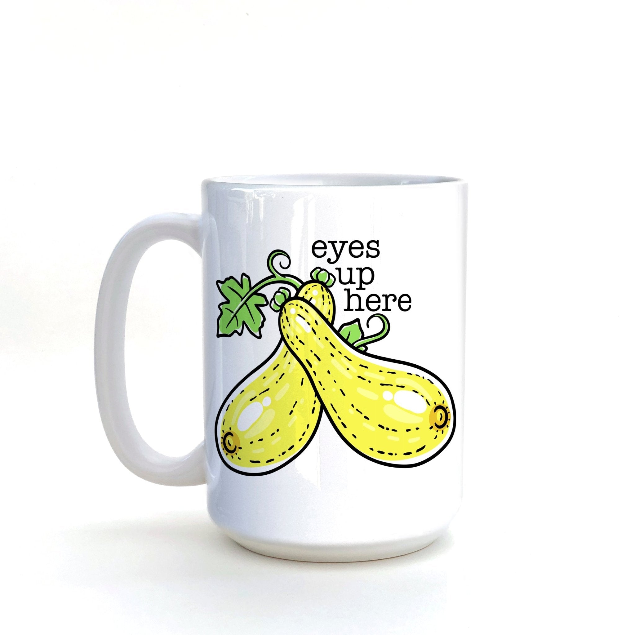 15 Oz Quirky Mug Gifts - Hand - Illustrated Yellow Squash Ceramic Coffee Cup for Everyday Joy - Mug - Two Little Fruits - Two Little Fruits