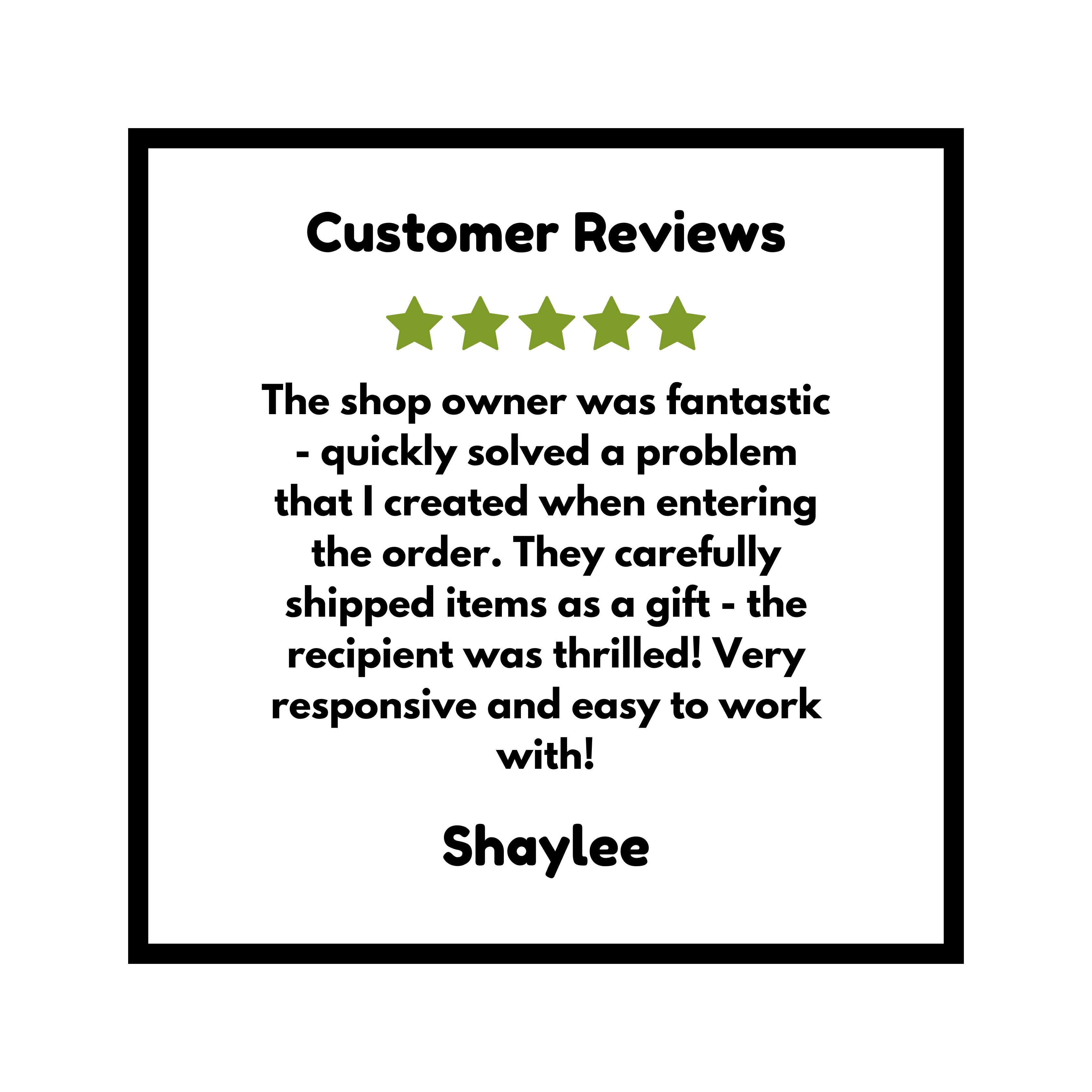 a sign that says customer review with five stars