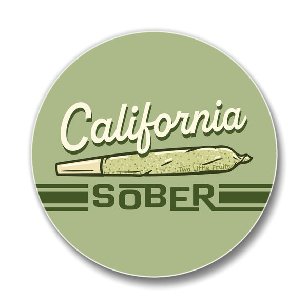 a green sticker with a picture of a baseball bat and the words california sob