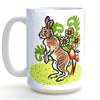 Cute Rabbit Coffee Mug - 15 Oz Heavy-Duty Ceramic, featuring a charming rabbit design surrounded by flowers and grass, perfect for brightening your mornings!