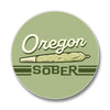 Close-up of the Oregon Sober Cannabis Drink Coaster, emphasizing its vibrant design, an ideal pick among funny coffee table coasters.