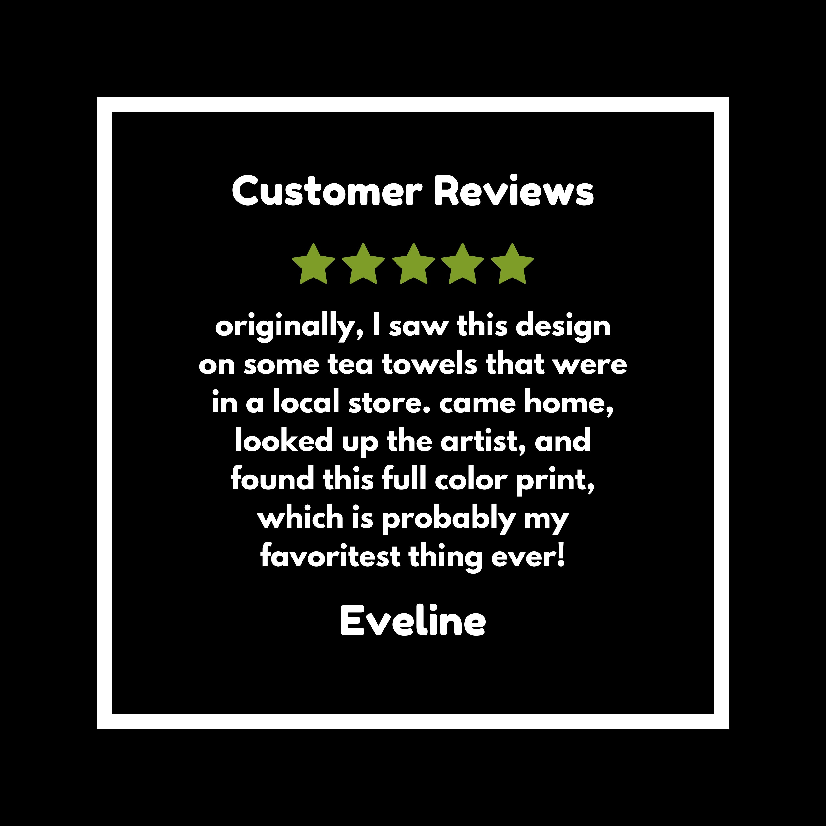 Another customer review praising the colorful owl coffee mug design, loved for its artistic appeal and quality.
