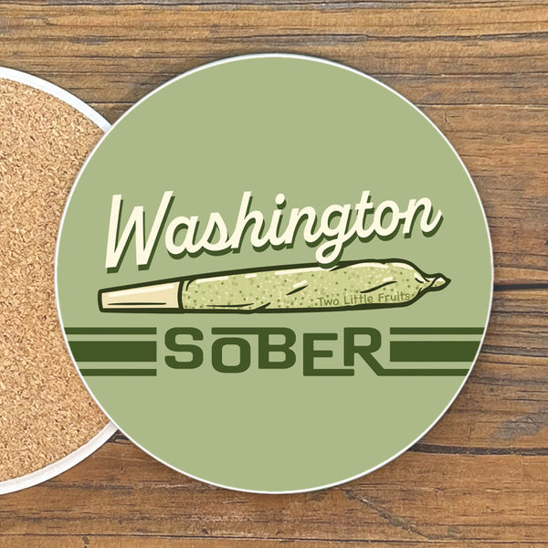 Washington Sober Cannabis Drink Coaster – Colorful 4” Ceramic Coaster, a vibrant addition to your sober cannabis decor.