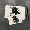Goat Zipper Pouch - Versatile storage solution for makeup, pencils & travel essentials. Features a cute goat design with vibrant colors on a textured fabric.