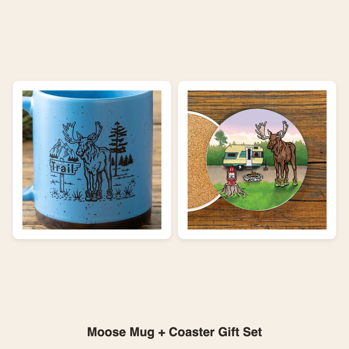 Moose Mug + Coaster Gift Set bundle