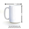 A close-up view of the 15 oz Later Gaytor mug dimensions, measuring 5 inches in height and width, showcasing its sturdy design. This dishwasher-safe mug is ideal for expressing your support for LGBTQ PRIDE while enjoying your drinks.
