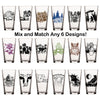 Unique Beer Glass Gift Set - Mix And Match 6 Animal 16 Oz Pint Glasses