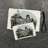 Cheerful Sea Lion Zipper Pouch, a stylish and practical linen cosmetic bag, featuring a playful sea lion design with a lighthouse backdrop, perfect for organizing your essentials.