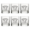 Group of six Funny Lamb Whiskey Glasses featuring the printed sheep design and 'Down to Flock,' great for gatherings.