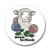 The Down to Flock Lamb Drink Coaster by Two Little Fruits displaying a joyful lamb adorned with flowers and the phrase 'Down to Flock'. A whimsical and functional piece that enhances your space, perfect for coasters, new.
