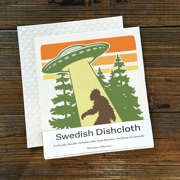 UFO Sasquatch Swedish Dishcloth