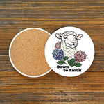 Adorable 4 - Inch Down to Flock Lamb Drink Coaster with Cork Backing - Protect Your Surfaces! - Coasters - Two Little Fruits - Two Little Fruits