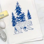 Adorable Bear Kitchen Towel – Hand - Drawn Design in Royal Blue - Tea Towels - Two Little Fruits - Two Little Fruits