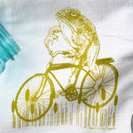 Adorable Frog Tea Towel - Eco - Friendly, 100% Cotton, Vintage Cruiser Bicycle Design, Handmade in USA - Tea Towels - Two Little Fruits - Two Little Fruits