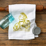 Adorable Frog Tea Towel - Eco - Friendly, 100Cotton, Vintage Cruiser Bicycle Design, Handmade in USA - Tea Towels - Two Little Fruits - Two Little Fruits