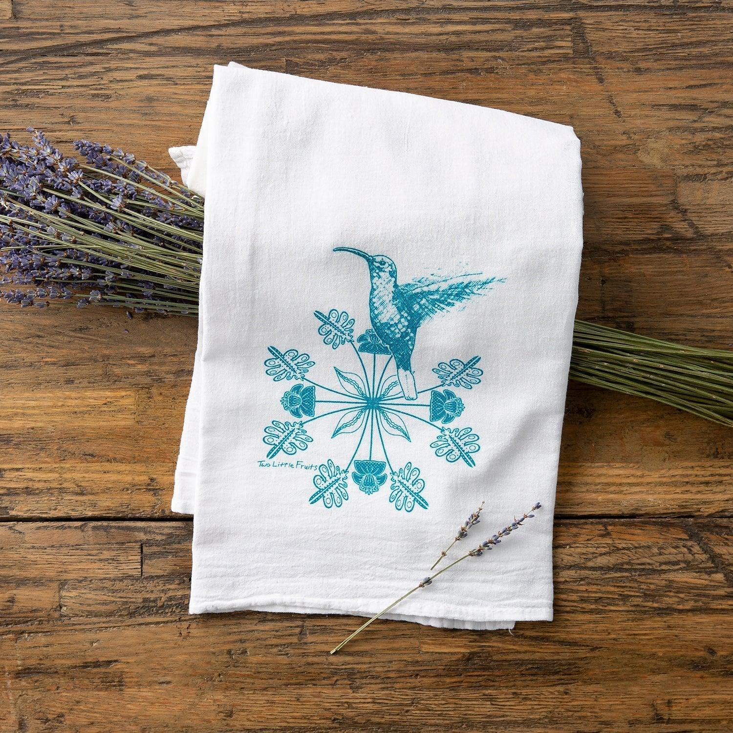 Adorable Hummingbird Tea Towel - 100% Cotton, Eco - Friendly, Hand - Illustrated - Tea Towels - Two Little Fruits - Two Little Fruits