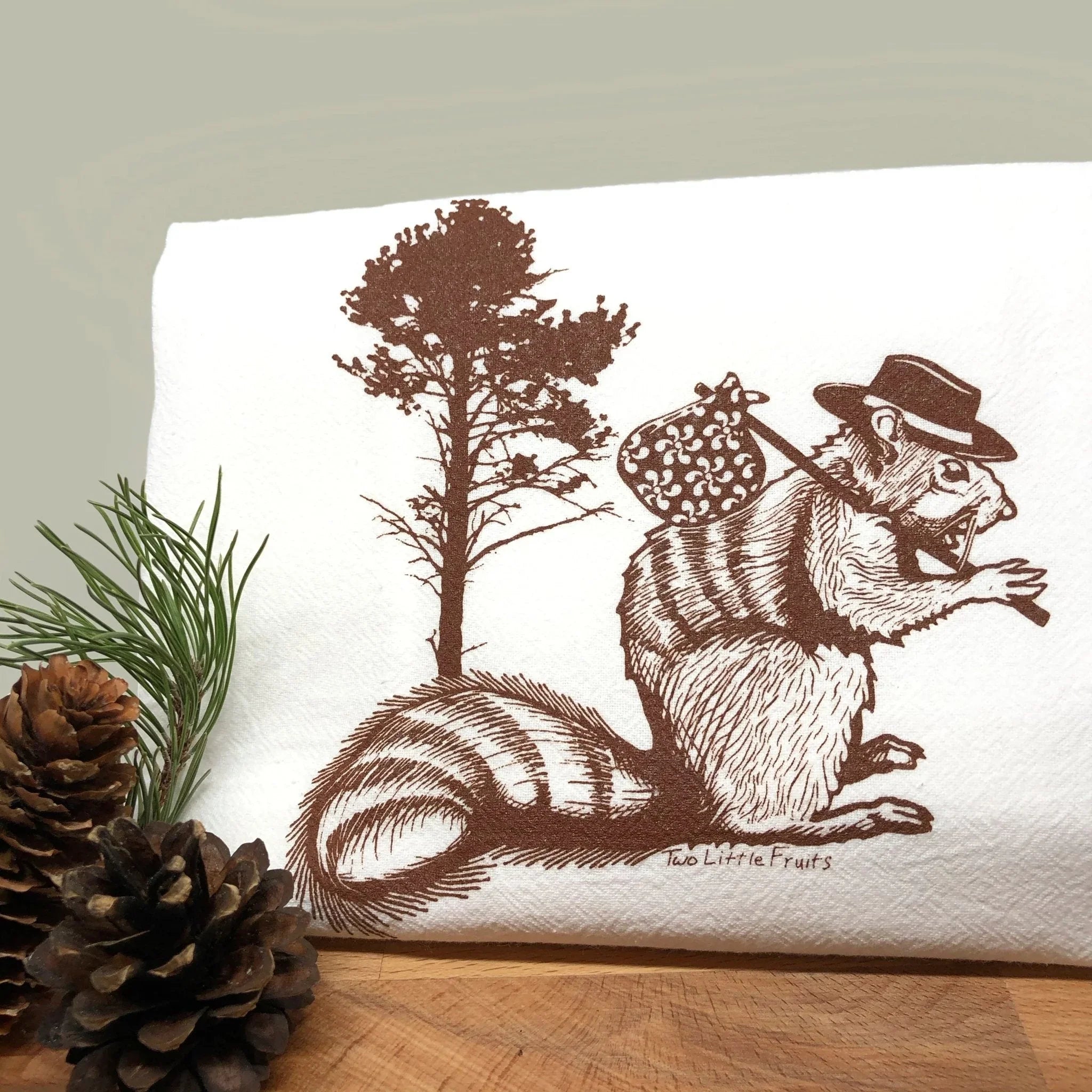 Adorable Squirrel Tea Towel – 100% Cotton, Eco - Friendly, Handmade in USA, Perfect Gift - Tea Towels - Two Little Fruits - Two Little Fruits