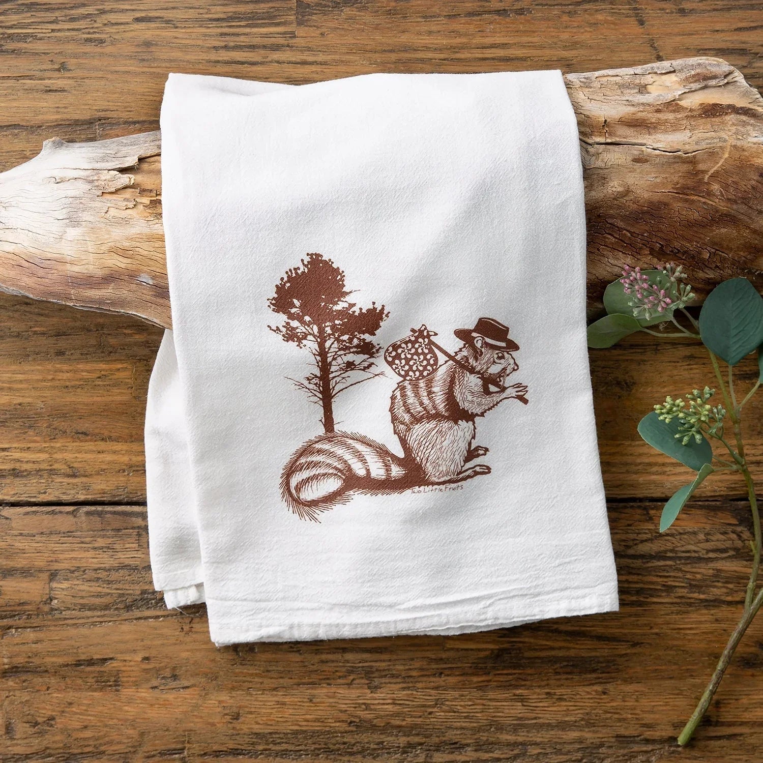 Adorable Squirrel Tea Towel – 100% Cotton, Eco - Friendly, Handmade in USA, Perfect Gift - Tea Towels - Two Little Fruits - Two Little Fruits