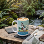 Duck Coffee Mug — hand-illustrated 15oz ceramic mug, lifestyle