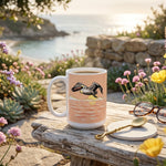 Pelican Coffee Mug — hand-illustrated 15oz ceramic mug, lifestyle