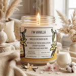 Vanilla Soy Candle — hand-poured 8oz soy candle, lifestyle