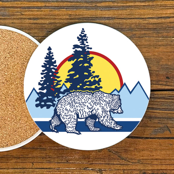 Bear Ceramic Coaster – 4" Adorable Drink Coaster with Cork Backing, Stylish and Durable - Coasters - Two Little Fruits - Two Little Fruits